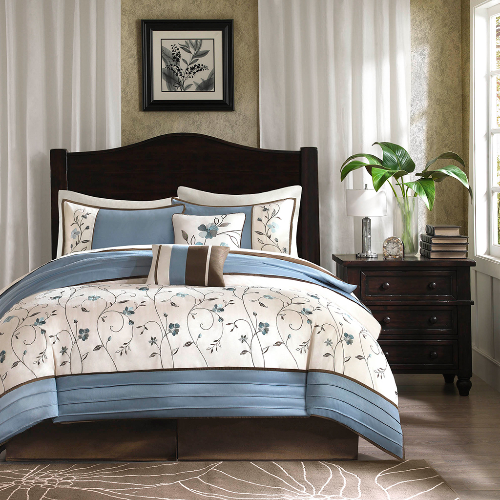 

Madison Park - Ashley 6 Piece Comforter Set - Blue - King