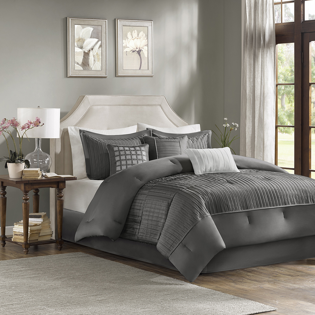 Madison Park Trinity 7 Piece Comforter Set Grey King