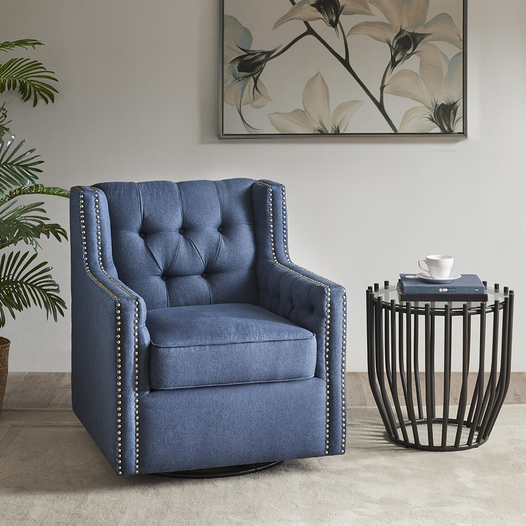 

Madison Park - Medley Swivel Glider Chair - Blue - See below