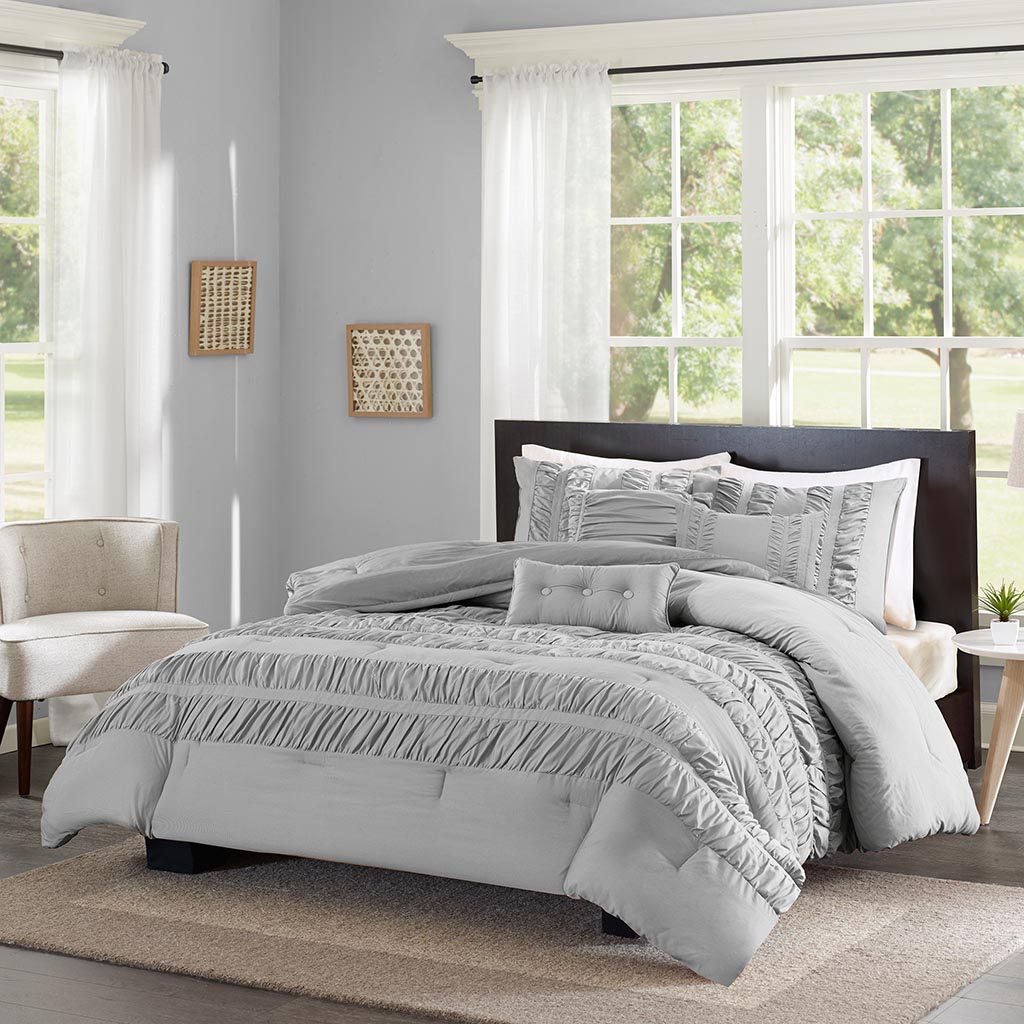 

Home Essence - Allie 6 Piece Comforter Set - Grey - King