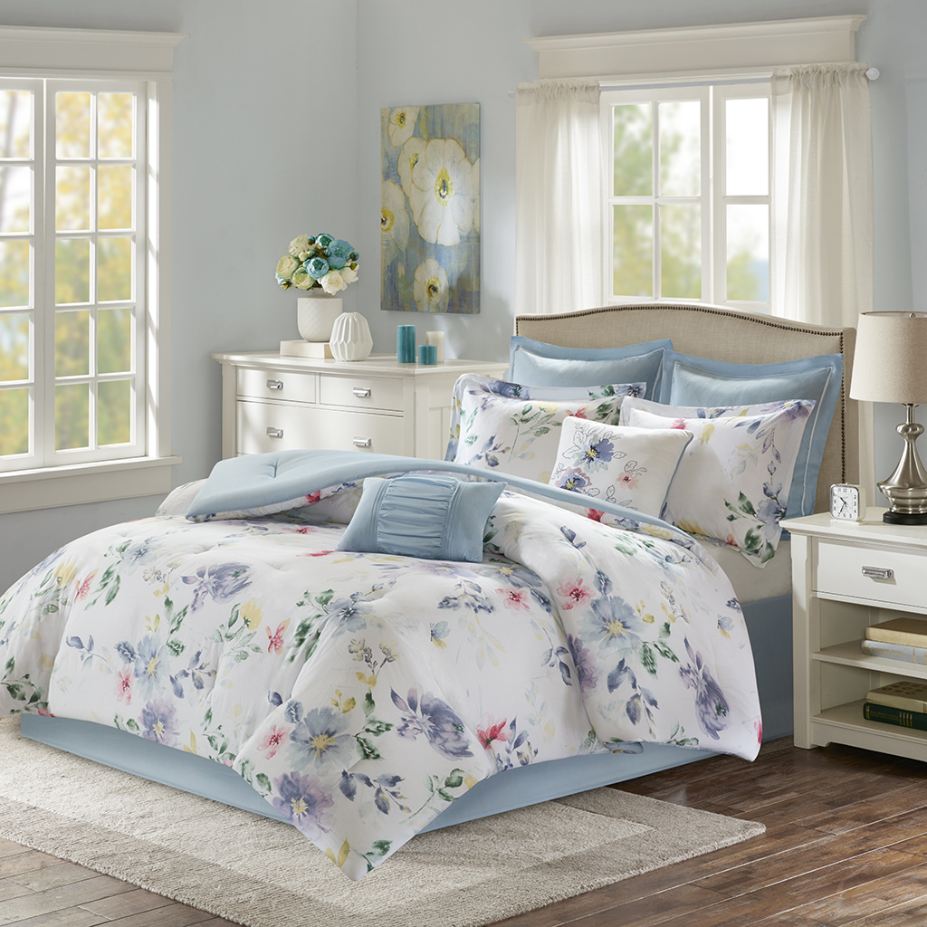

Madison Park - Daisy 8 Piece Cotton Printed Comforter Set - Multi - Cal King