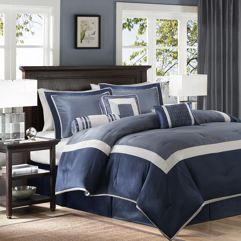 

Madison Park - Genevieve 7 Piece Comforter Set - Navy - Queen