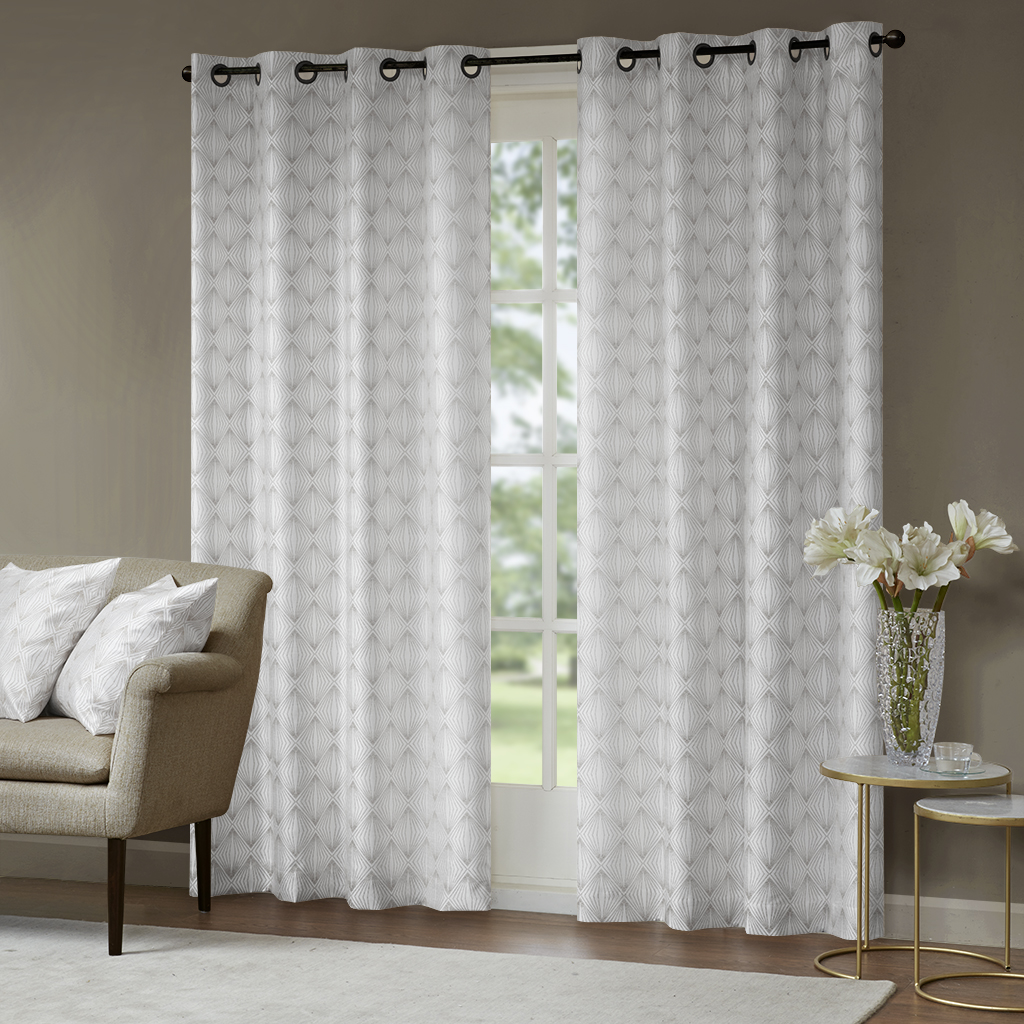

Madison Park - Krystal Metallic Faux Silk Window Panel - Silver - 95" Panel