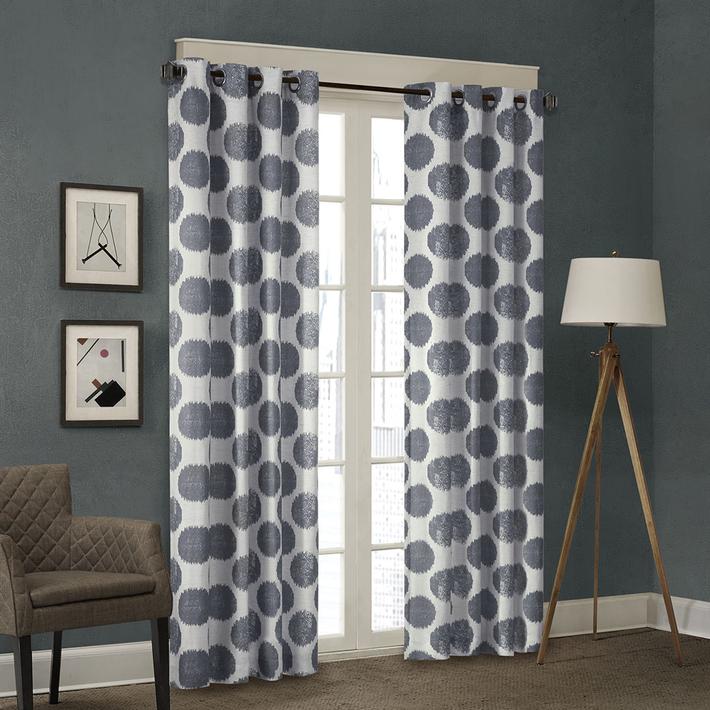 

Madison Park - Maru Printed Dot Window Curtain - Blue - 84" Panel