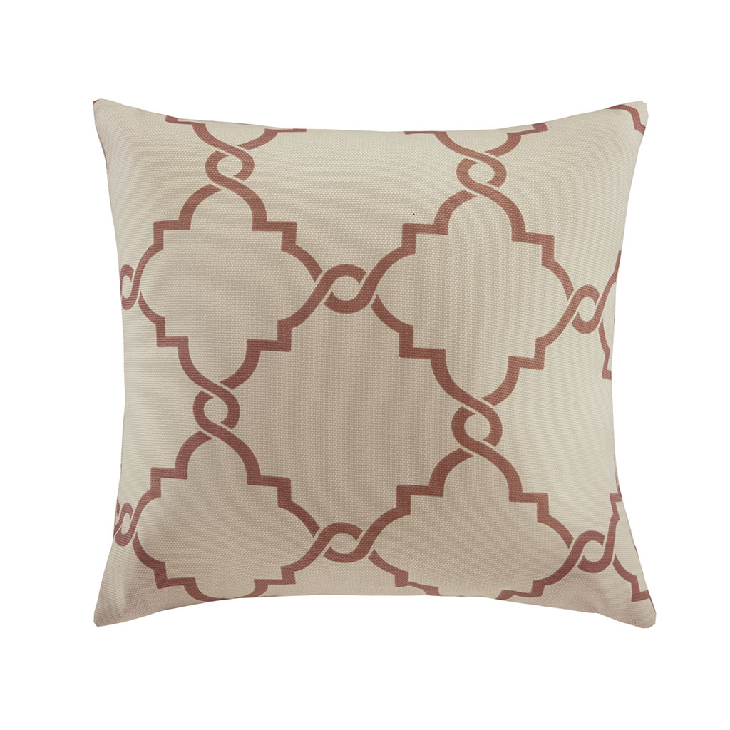 

Madison Park - Saratoga Fretwork Print Square Pillow - Spice - 20x20