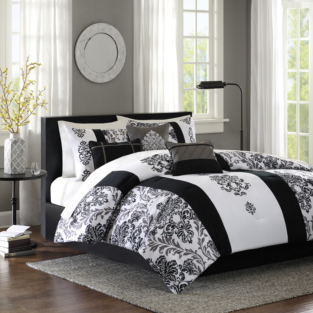 

Madison Park - Bella 7 Piece Comforter Set - Black - King