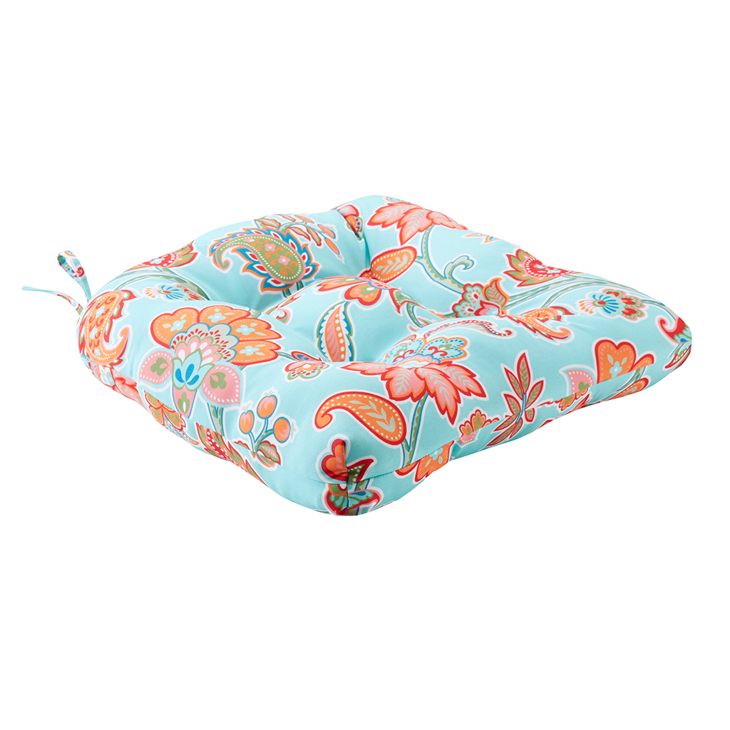 

Madison Park - Carillo Printed Floral 3M Scotchgard Outdoor Seat Cushion - Aqua Multi - 20x20x3