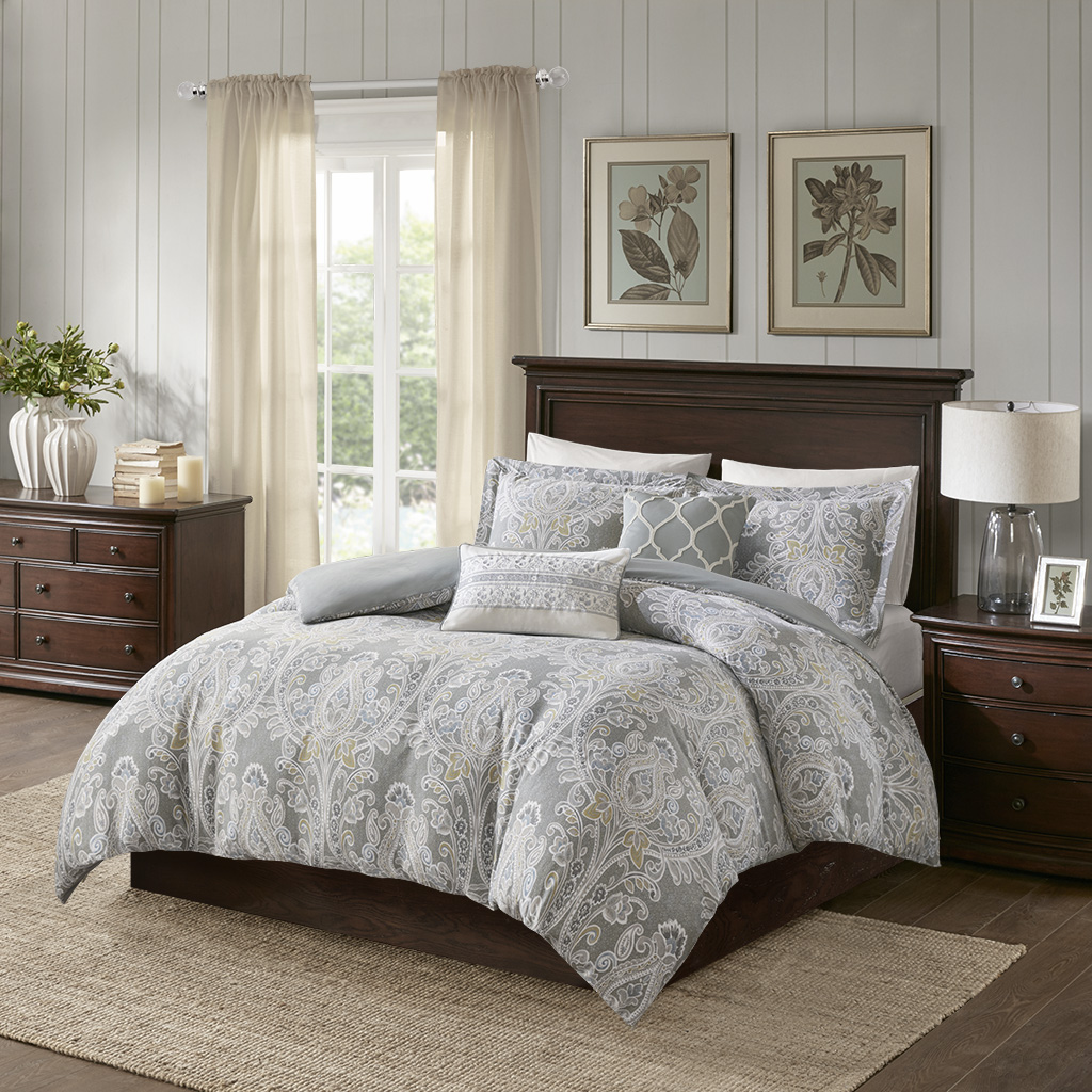 

Harbor House - Hallie 5 Piece Cotton Duvet Cover Set - Grey - King