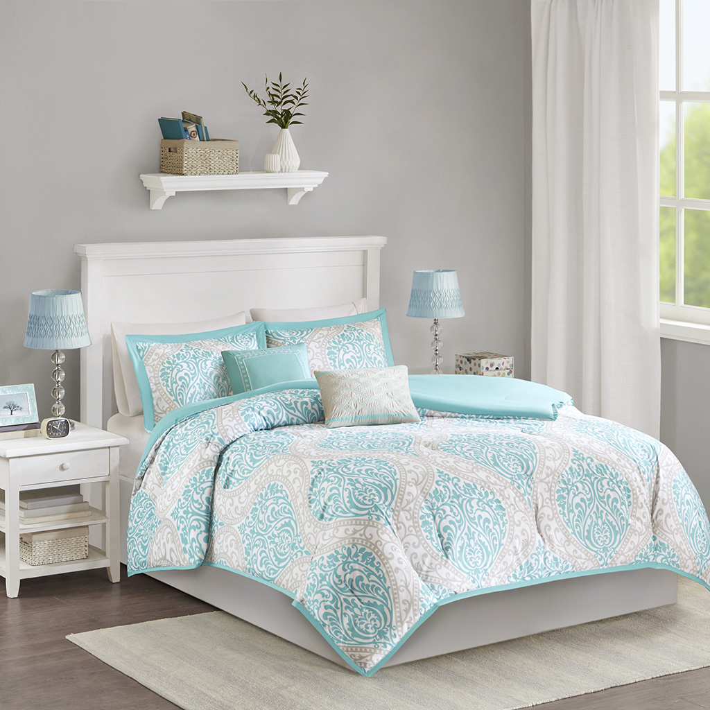 

Intelligent Design - Senna Comforter Set - Aqua - Full/Queen