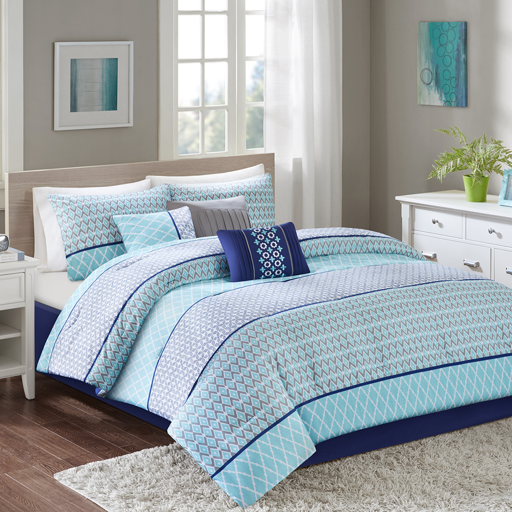 

Home Essence - Celeste 7 Piece Comforter Set - Blue Multi - Queen