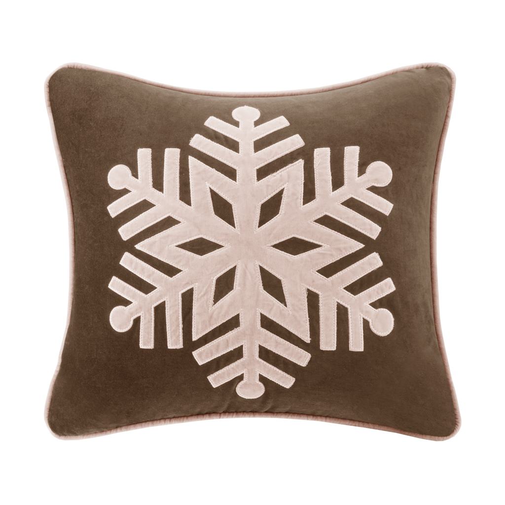 

Madison Park - Velvet Snowflake Square Pillow - Brown - 20x20