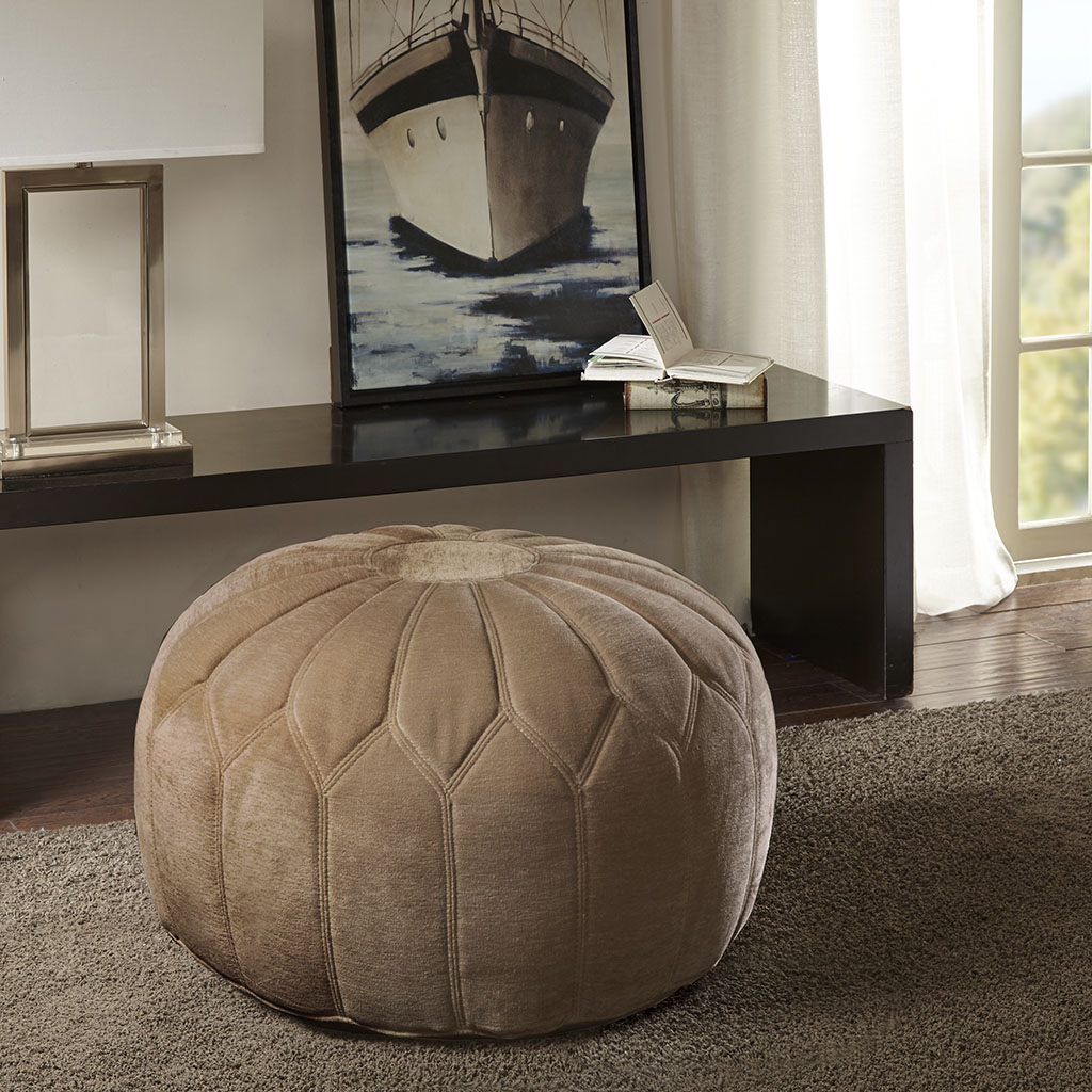 

Madison Park - Kelsey Round Pouf Ottoman - Sand - See below