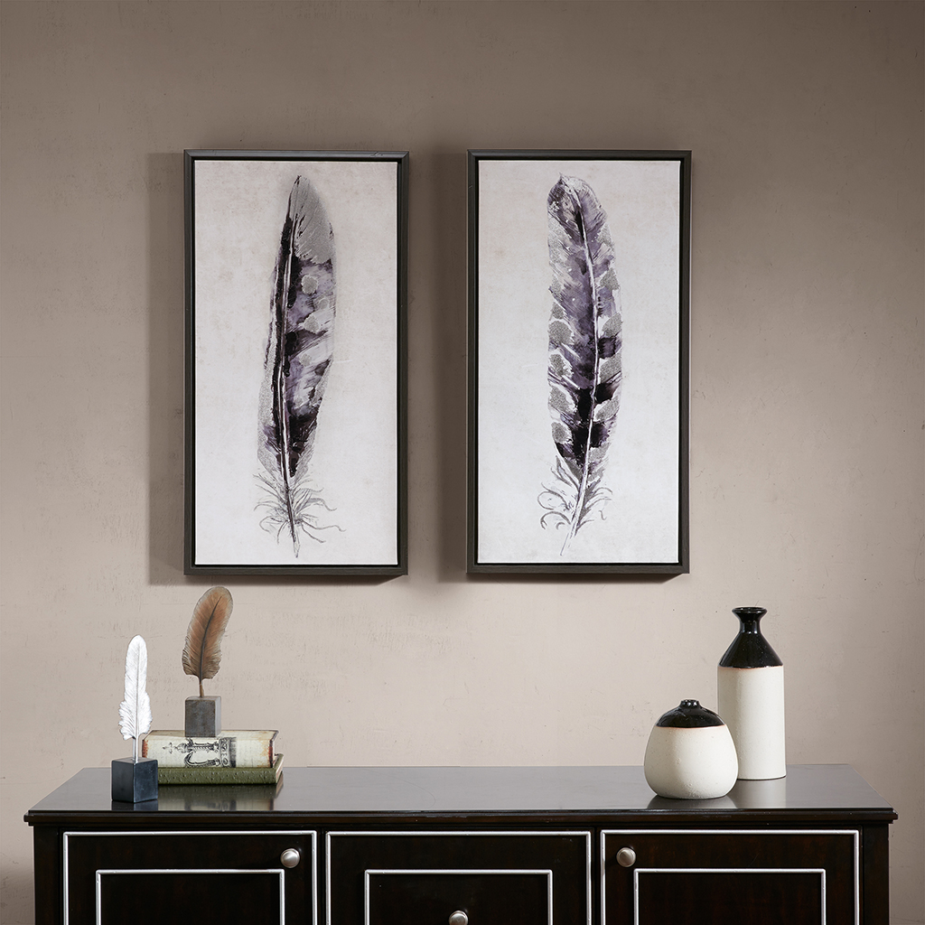 

Madison Park - Flight Feathers Framed Gel Coated Canvas 2 Piece Set - Grey - See below