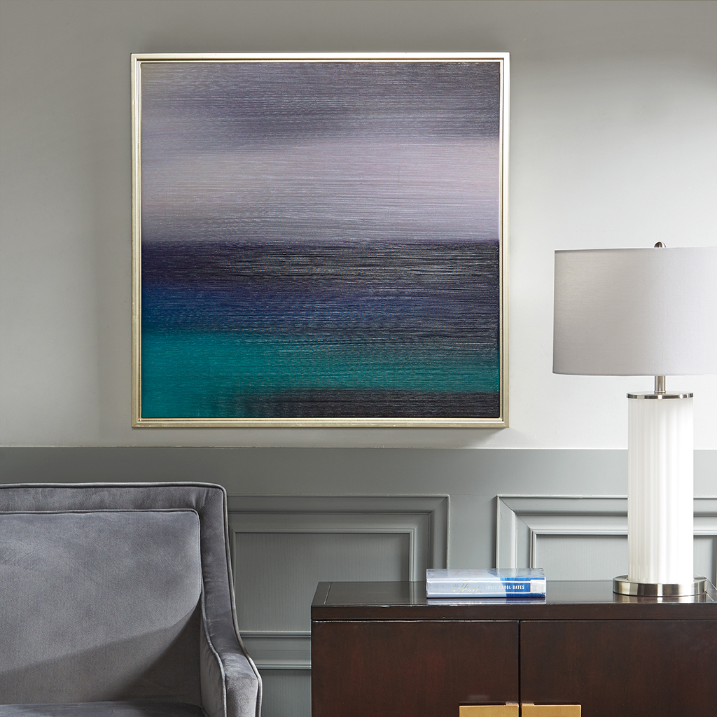 

Madison Park Signature - Blue Seascape Heavy Brush Gel Coat With Silver Framed - Blue - See below