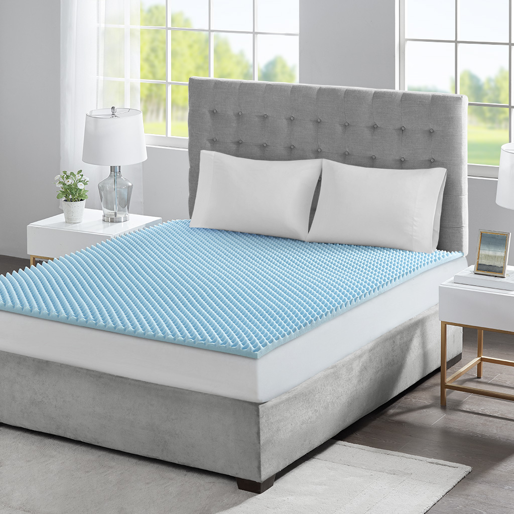 

Flexapedic by Sleep Philosophy - 1.5" Gel Memory Foam All Season Reversible Hypoallergenic 1.5" Cooling Gel Memory Foam Mattress Topper - Blue - Queen