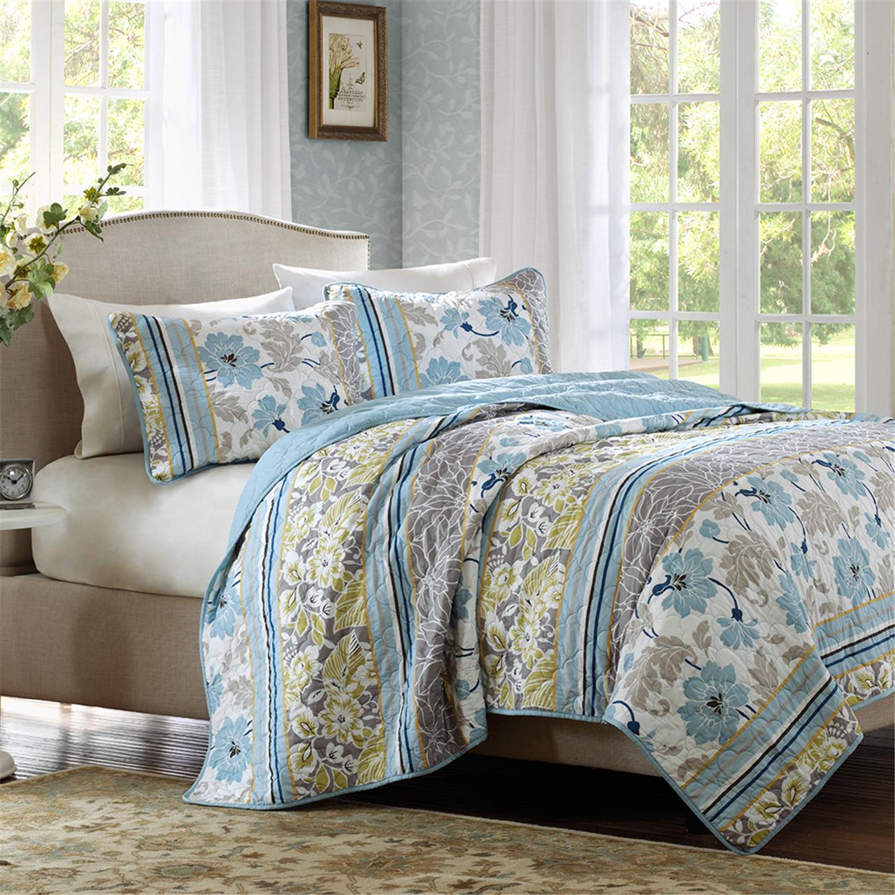 

Home Essence - Camille 3 Piece Coverlet Set - Blue - King