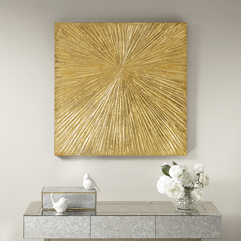 

Madison Park Signature - Sunburst Gold Resin Dimensional Palm Box - Gold - See below