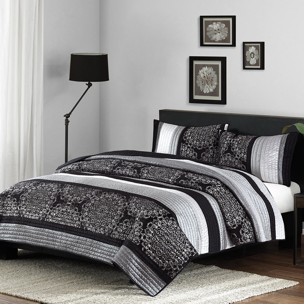 

Home Essence - Zarina Coverlet Mini Set - Black - King/Cal King