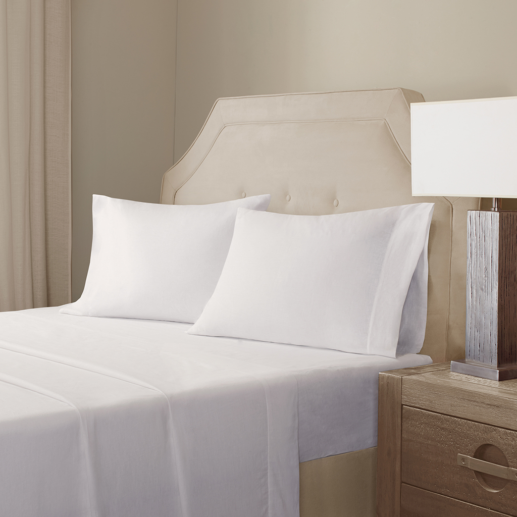 

Madison Park Signature - Cotton Linen Blend Pillowcases - White - Standard Case