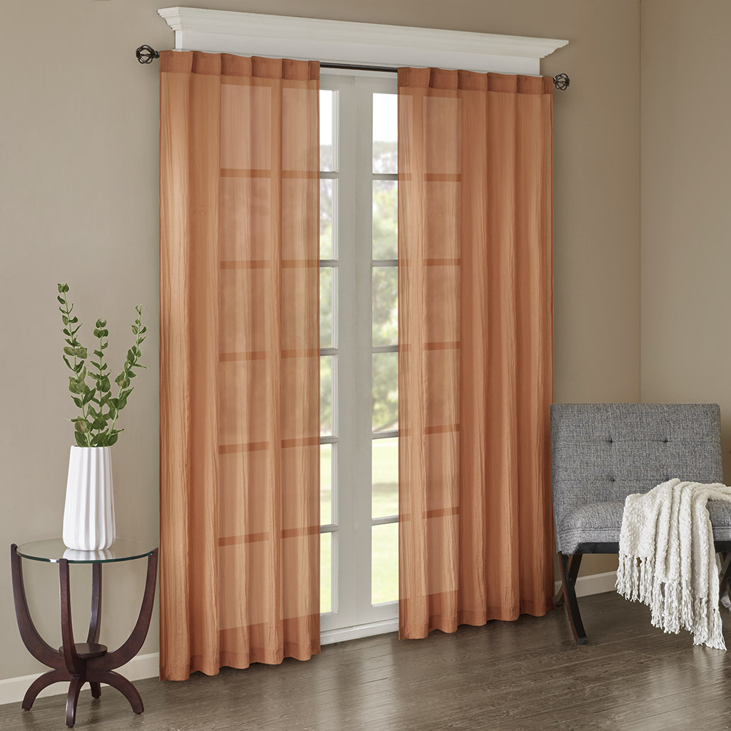 

Madison Park - Harper Solid Crushed Window Panel Pair - Spice - 42" x 63