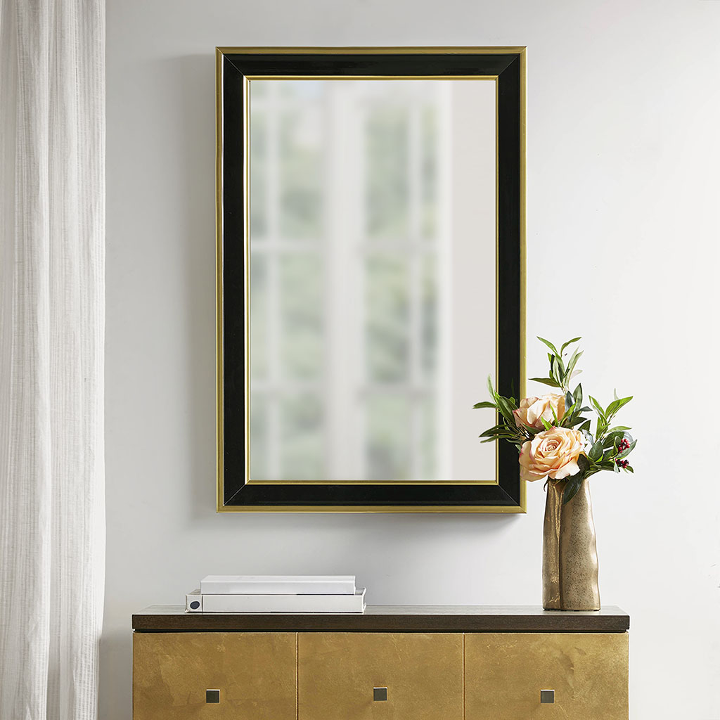 

Martha Stewart - Hudson Rectangle Accent Mirror - Black/Gold - See below