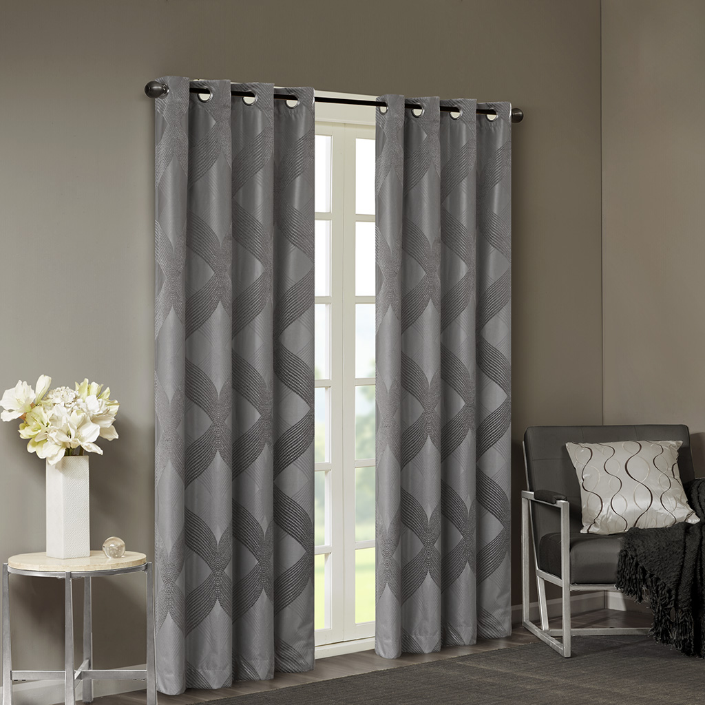 

SunSmart - Bentley Ogee Knitted Jacquard Total Blackout Panel - Charcoal - 50x95