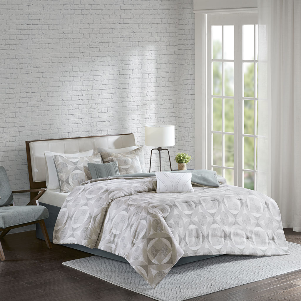 

Home Essence - Aidan 7 Piece Comforter Set - Gray - Queen