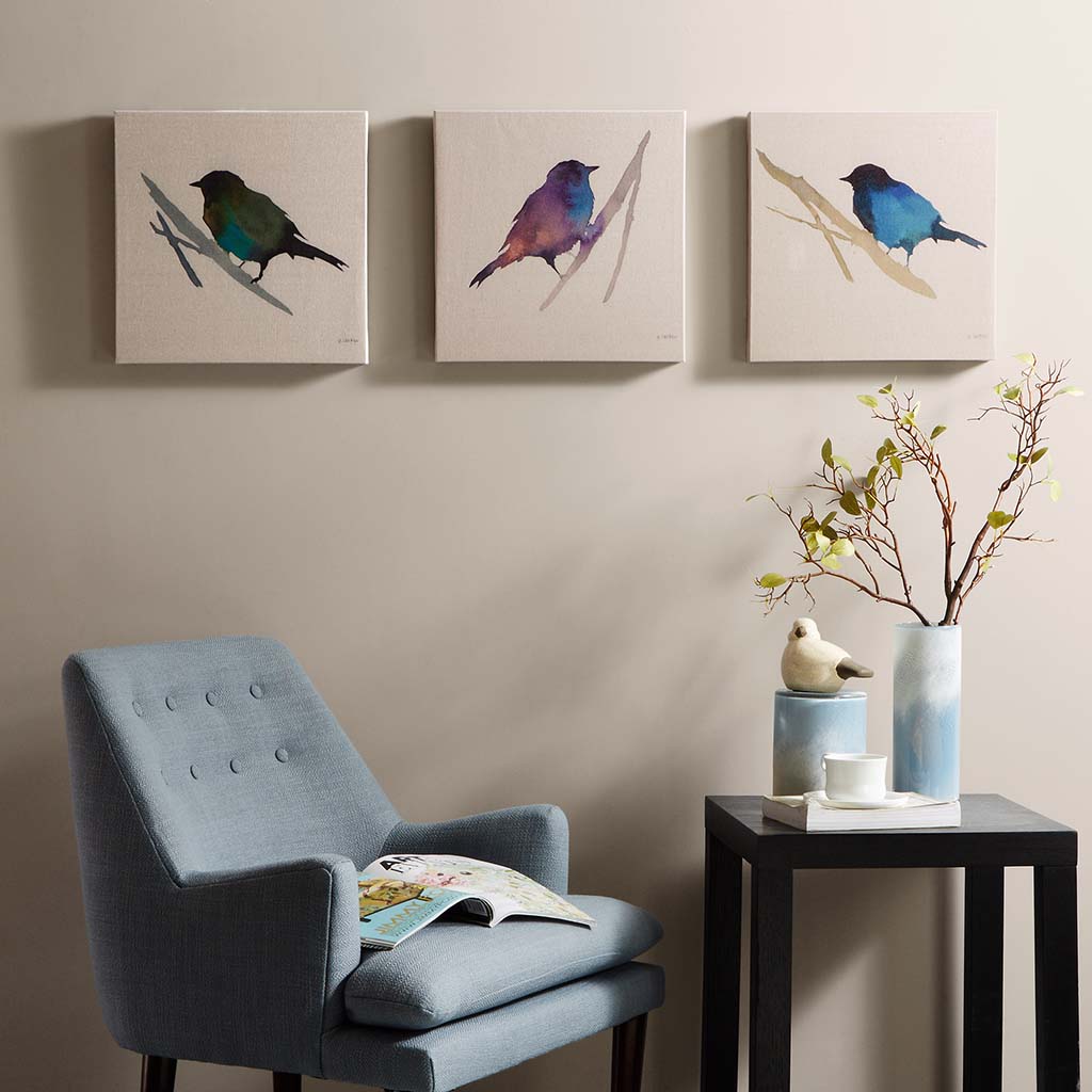 

Madison Park - Branch & Flight Linen Canvas 3 Piece Set - Multi - See below