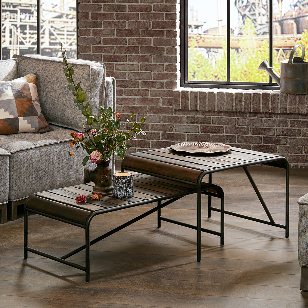 

INK+IVY - Renu Metal Coffee Table - Light Brown Multi /Gunmetal - See below