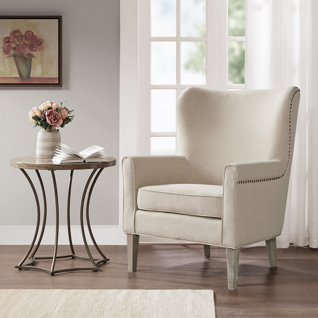 

Madison Park - Colette Accent Wingback Chair - Natural - See below