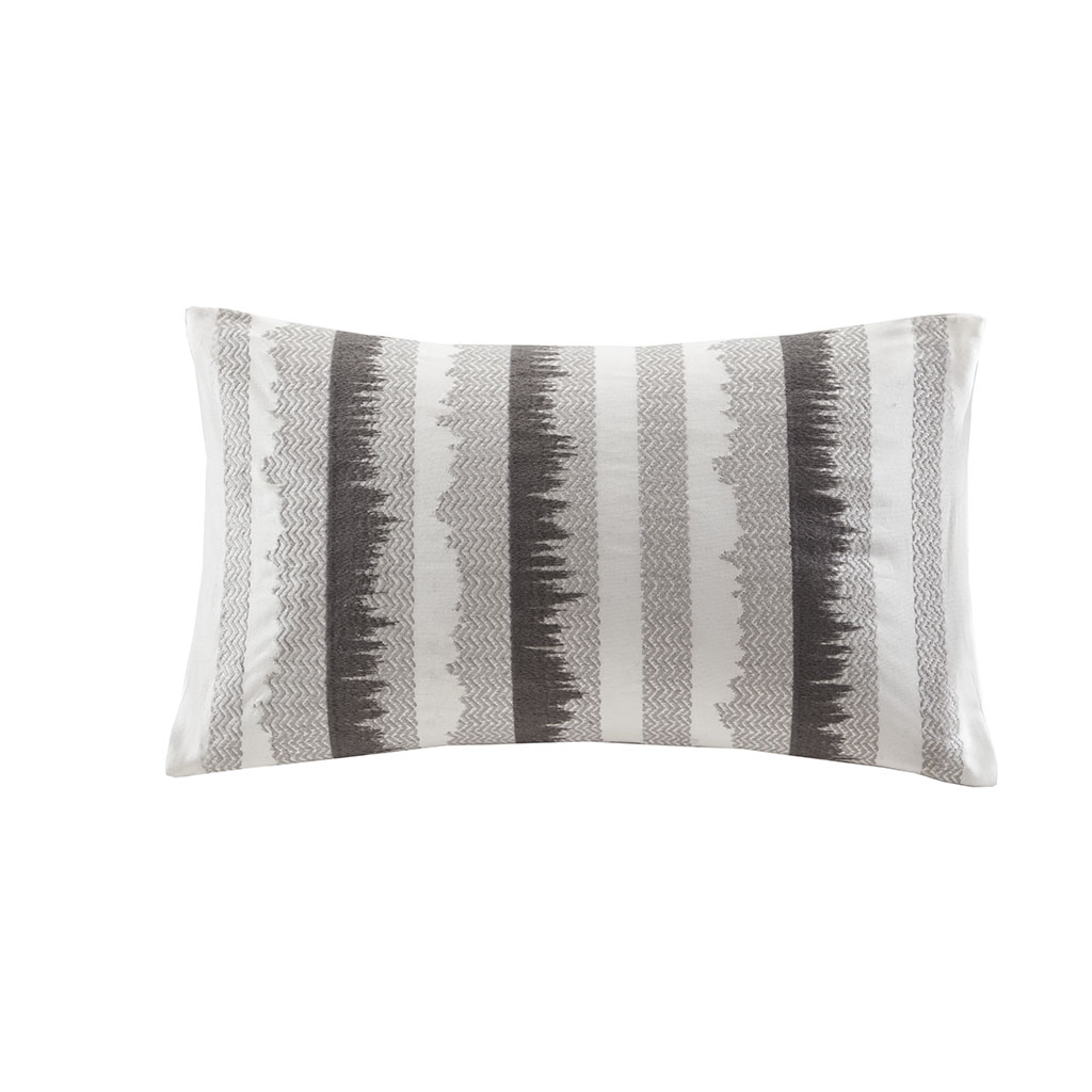 

INK+IVY - Chet Embroidered Cotton Oblong Pillow - Grey - Oblong
