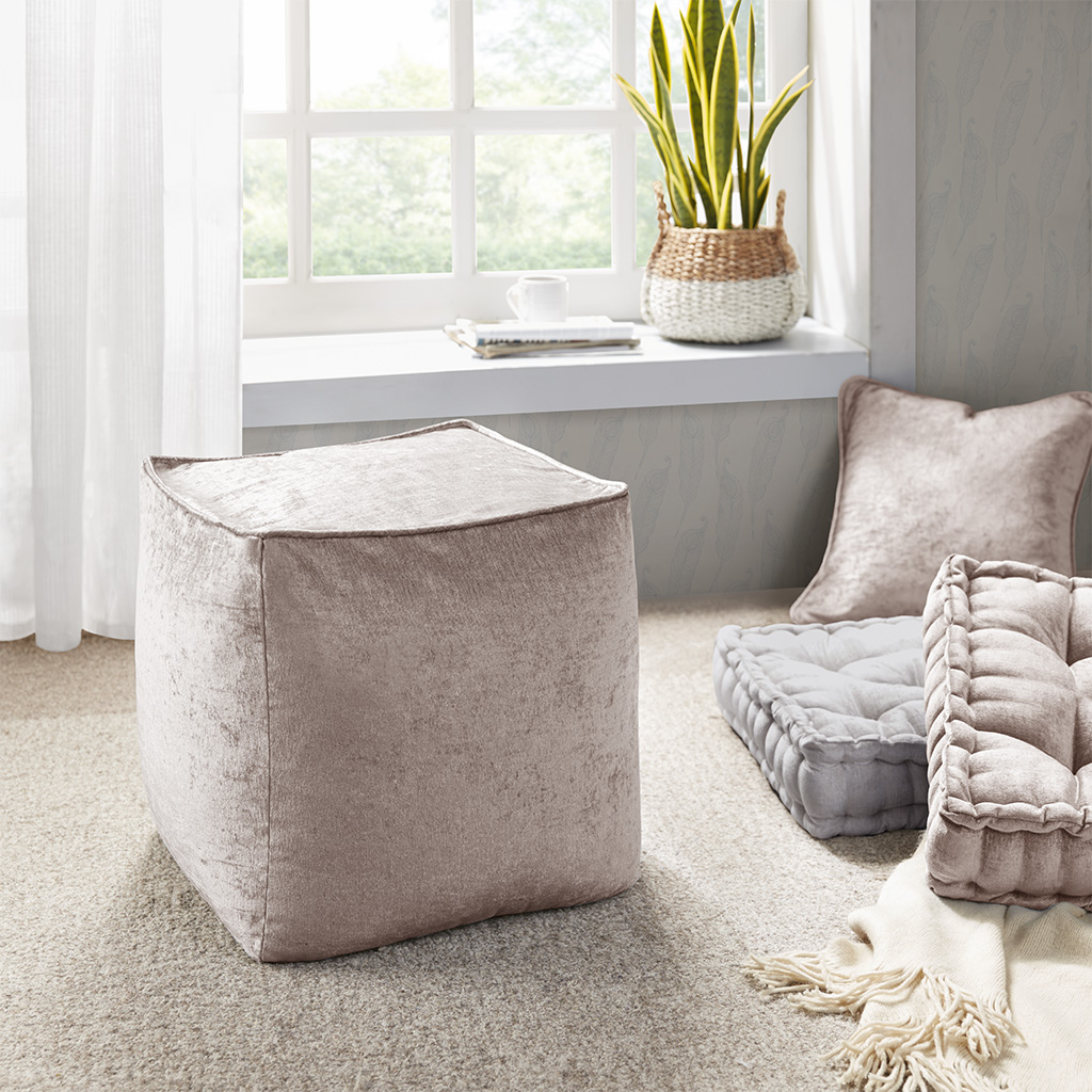 

Intelligent Design - Aria Chenille Square Pouf - Blush - 18x18x18