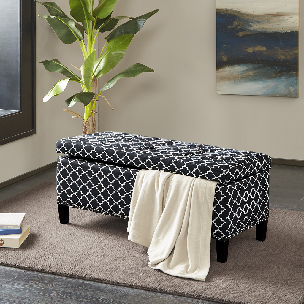 

Madison Park - Shandra II Tufted Top Storage Bench - Black/White - See below