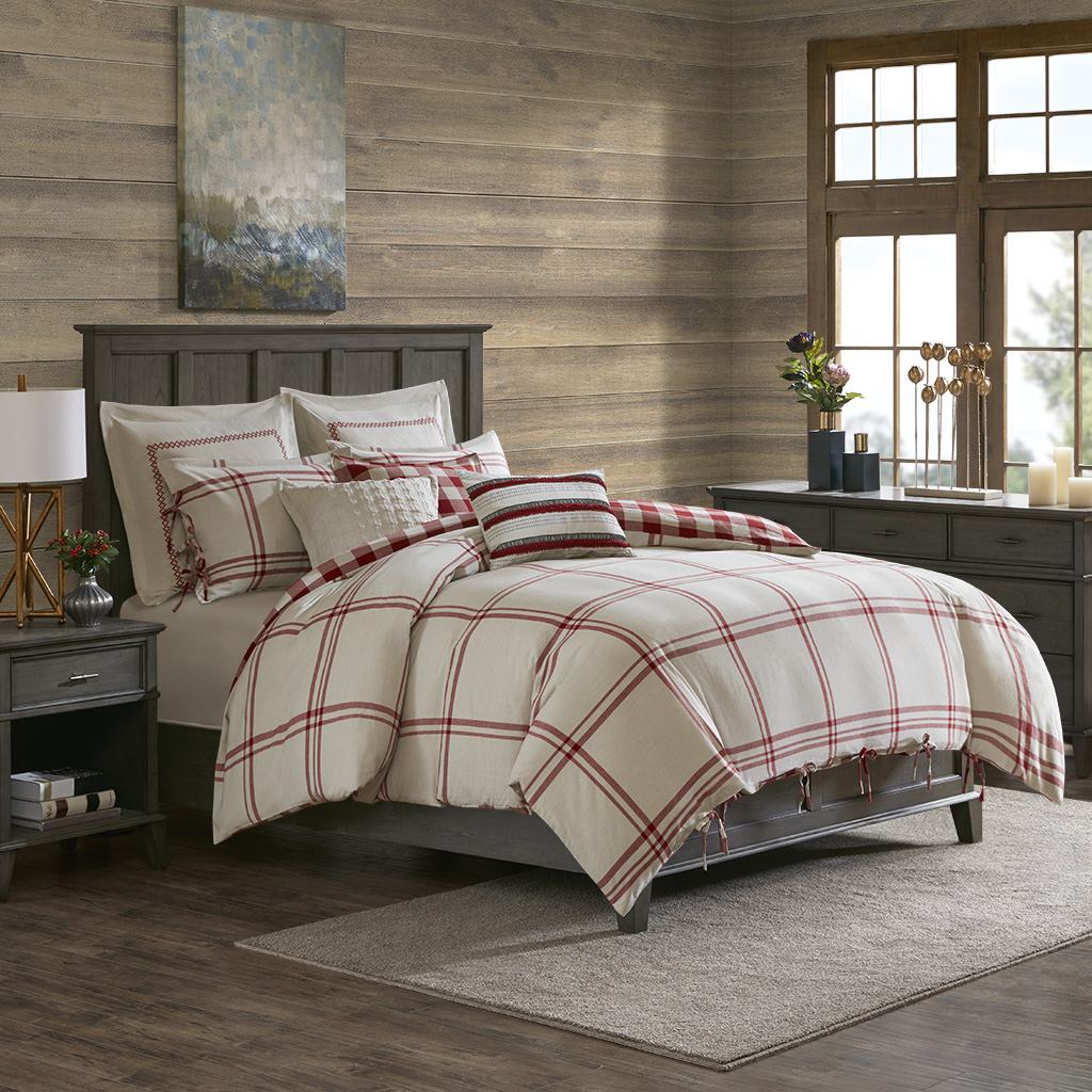 

Madison Park Signature - Willow Oak Reversible Cotton Comforter Set - Red - Queen