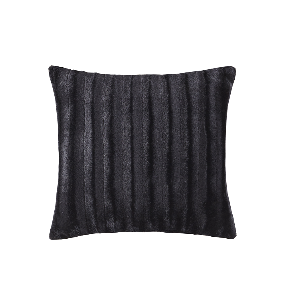

Madison Park - Duke Faux Fur Square Pillow - Black - 20x20
