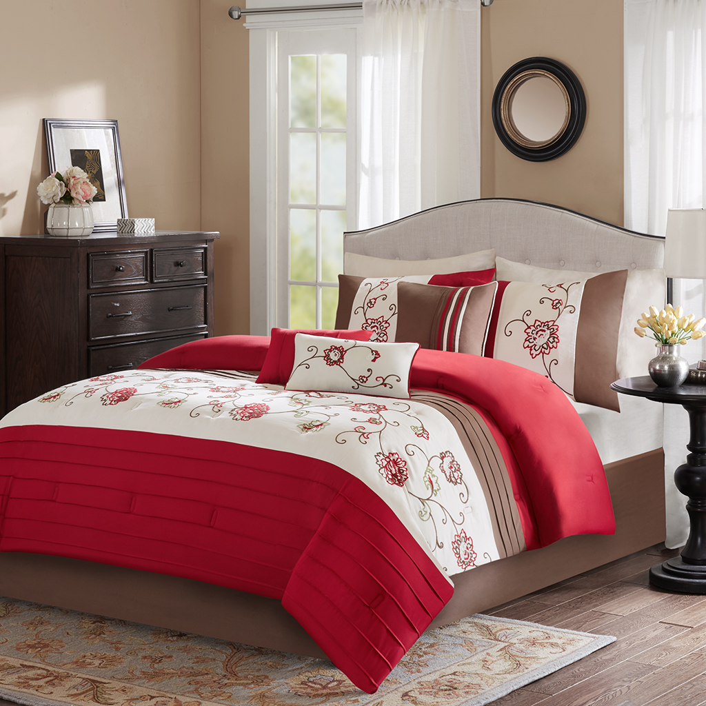 

Home Essence - Angela 7 Piece Comforter Set - Red - Queen