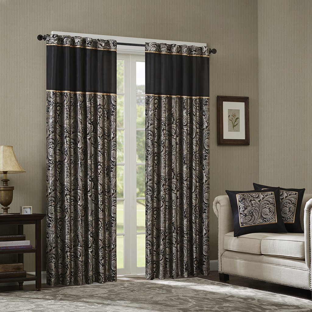 

Madison Park - Aubrey Window Curtain - Black - 84" Panel