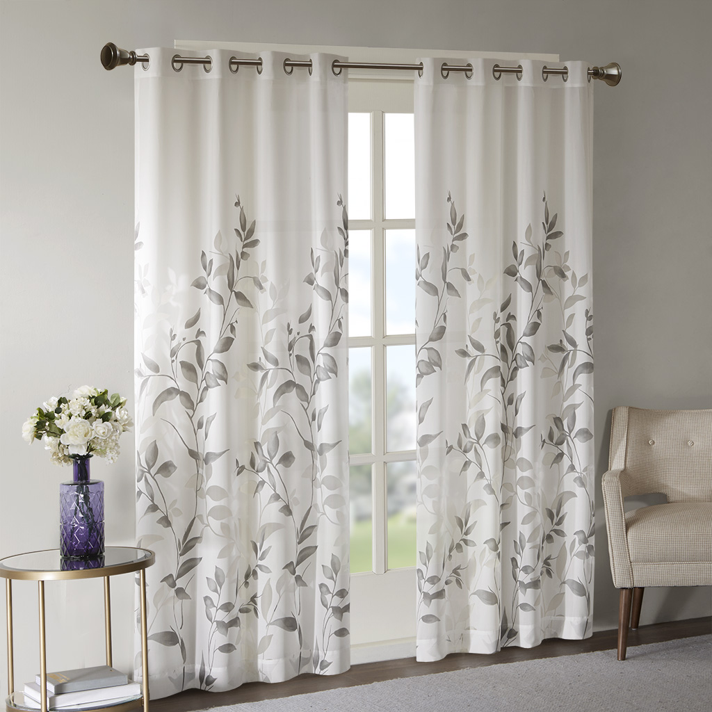 

Madison Park - Cecily Burnout Printed Window Panel - Grey - 50x84
