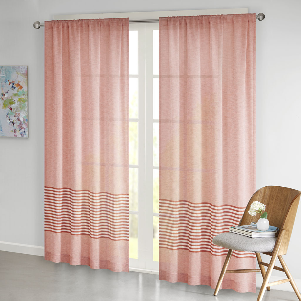 

Urban Habitat - Jaye Dobby Stripe Window Sheer - Spice Red - 50x84