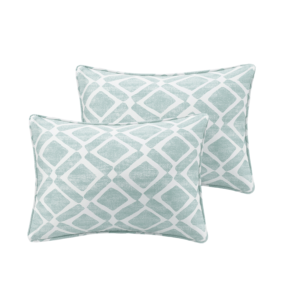 

Madison Park - Delray Diamond Printed Oblong Pillow Pair - Blue - 14x20