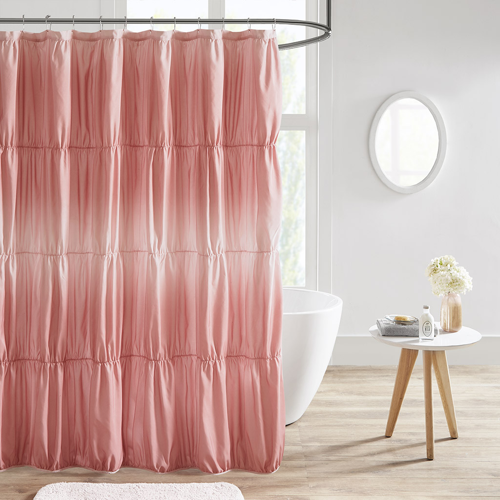 

Intelligent Design - Ellen Ruched Ombre Printed Shower Curtain - Blush - 72x72