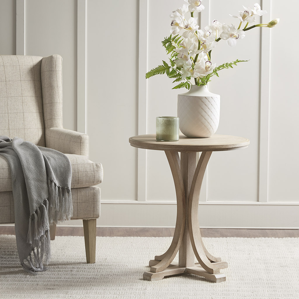 

Martha Stewart - Fatima Round Accent Table - Reclaimed Wheat - See below