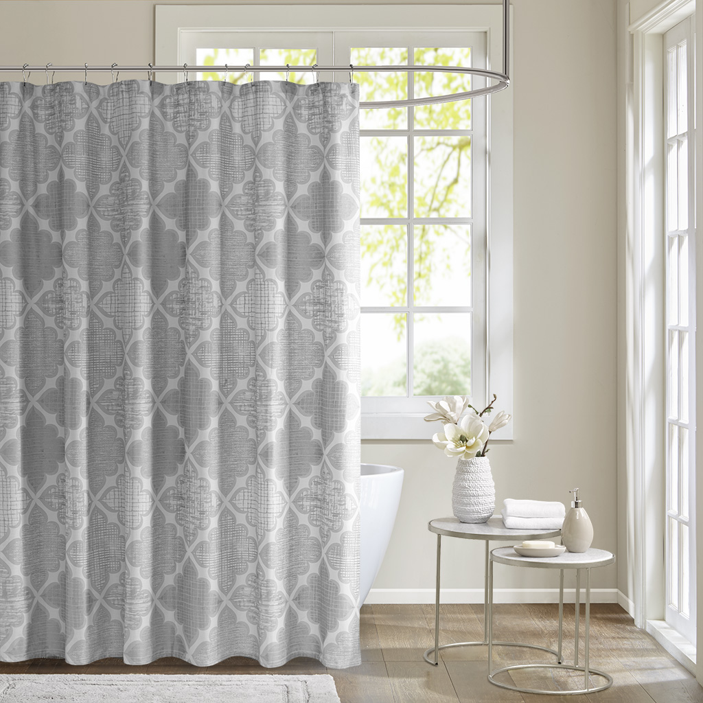 

Madison Park - Cadence Cotton Sateen Shower Curtain - Grey - 72x72