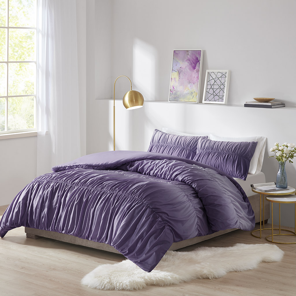 Intelligent Design Ellen Ombre And Ruched Duvet Cover Set