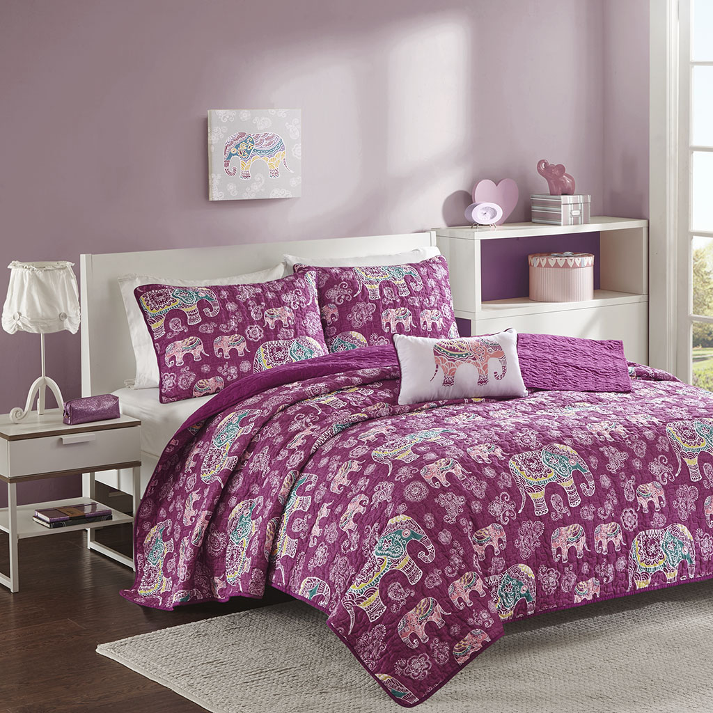 

Mi Zone - Elly Coverlet Set - Berry - Twin/Twin XL