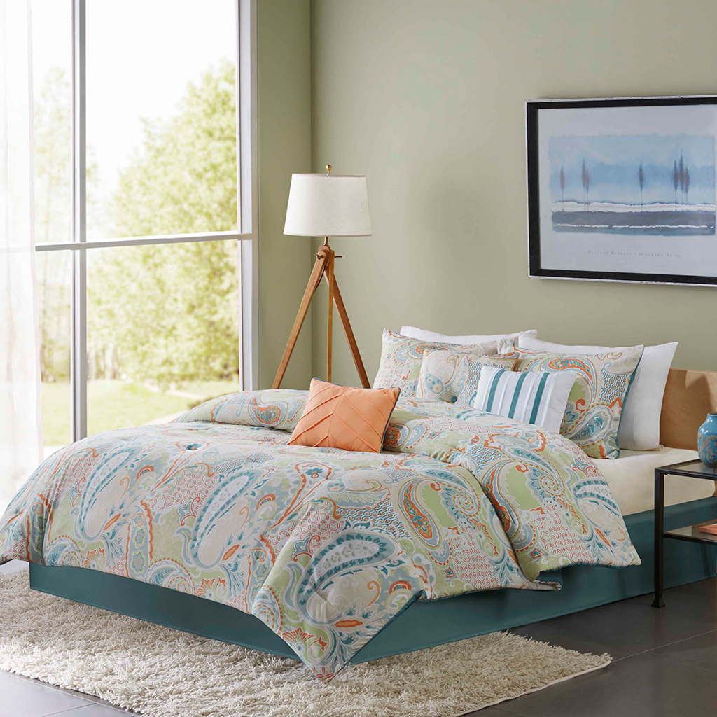

Home Essence - Dakota 7 Piece Comforter Set - Orange - King