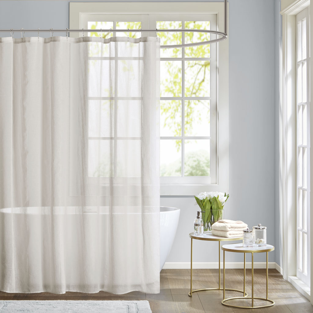 

Madison Park - Anna Sheer Shower Curtain - White - 72x72
