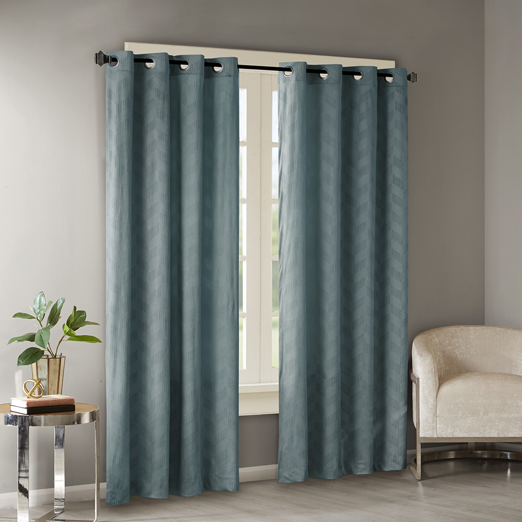 

Madison Park - Odella Embossed Poly Velvet Window Panel - Teal - 50x84