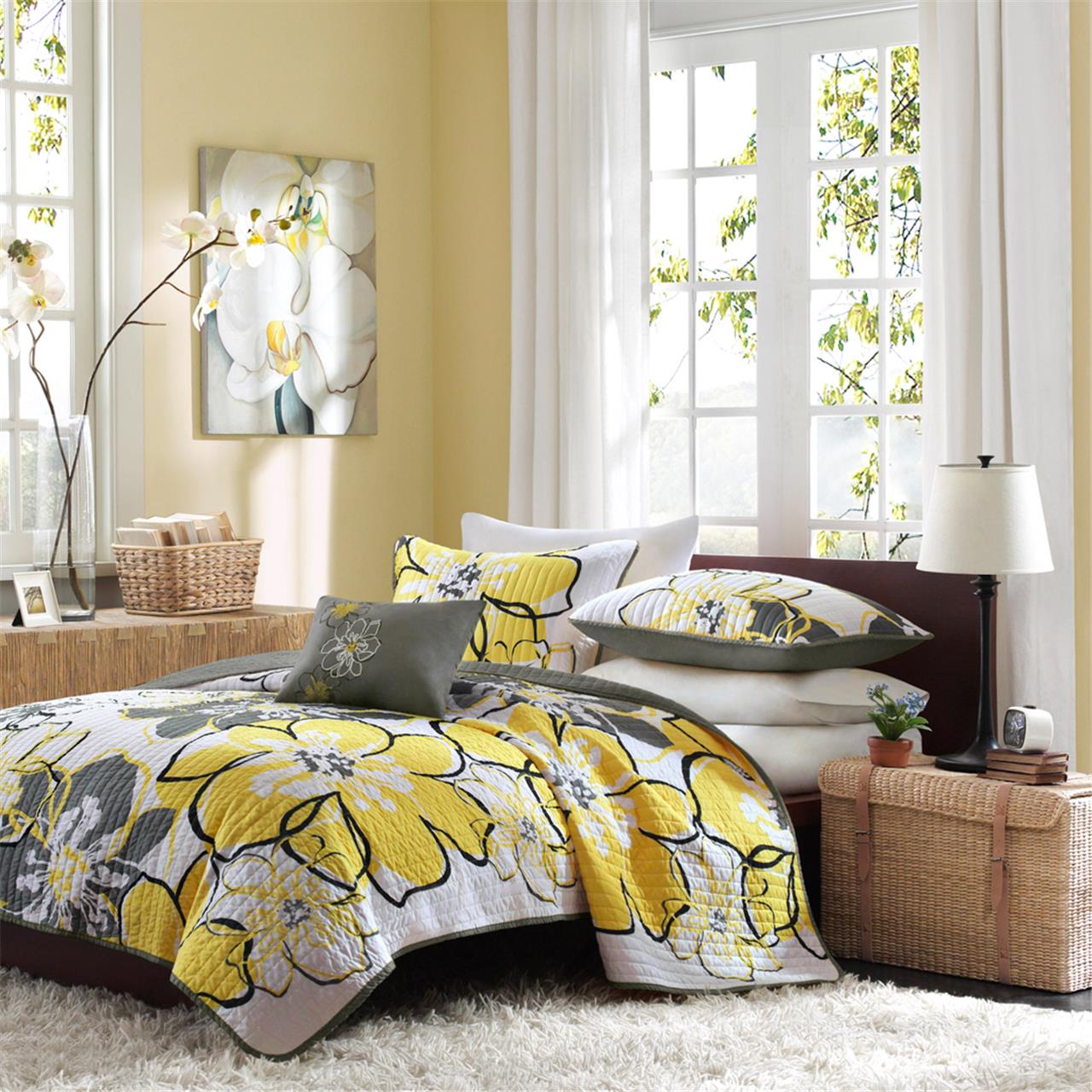 

Mi Zone - Allison Reversible Coverlet Set - Yellow - Full/Queen