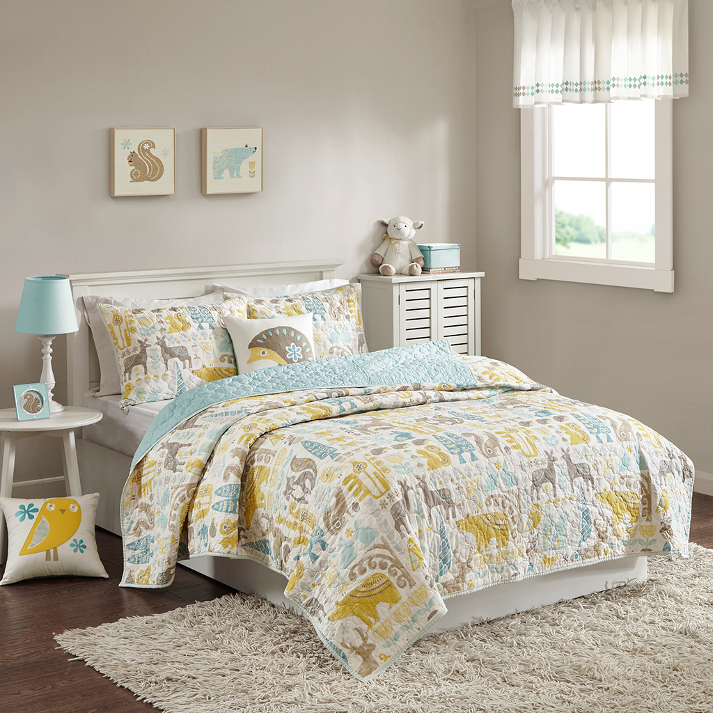 

INK+IVY Kids - Woodland Coverlet Set - Aqua - Twin